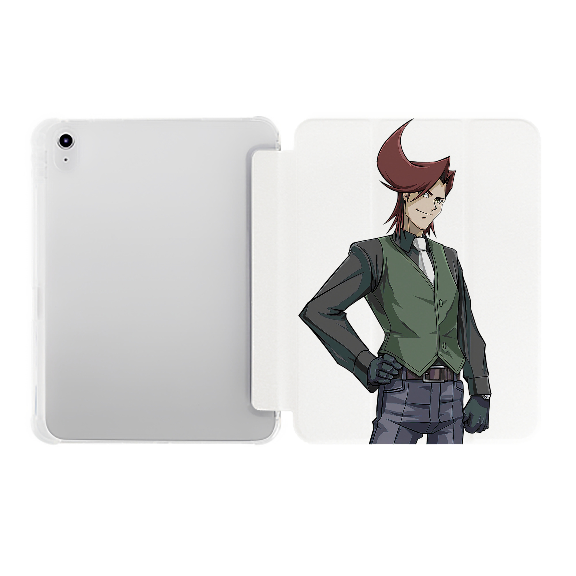 （画像用） 遊☆戯☆王 Yu-Gi-Oh! IPad ケース ペン収納付き 三つ折りスタンド PUレザー×シリコン 対応機種9.5/10.5/10.9インチ